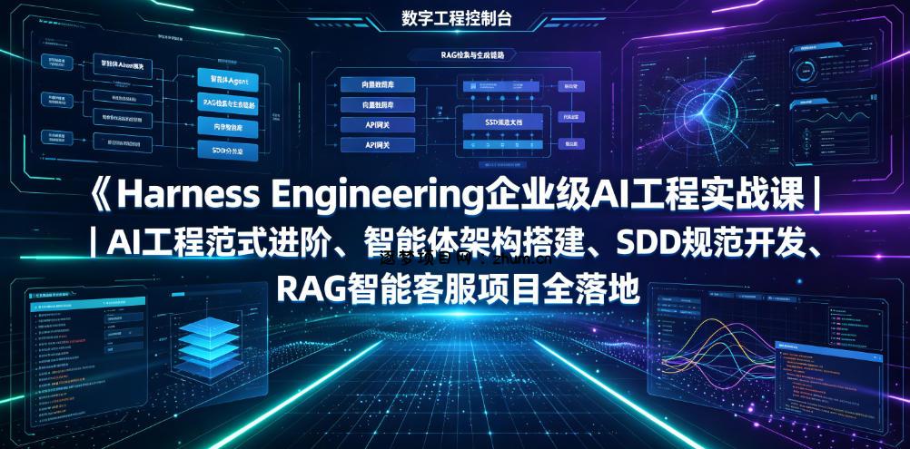 Harness Engineering企业级AI工程实战课|AI工程范式进阶、智能体架构搭建、SDD规范开发、RAG智能客服项目全落地