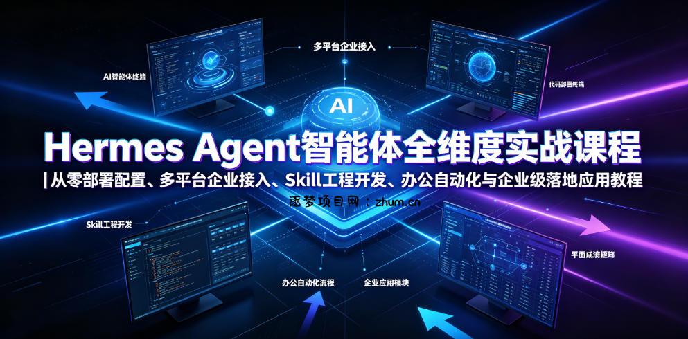 Hermes Agent智能体全维度实战课程｜从零部署配置、多平台企业接入、Skill工程开发、办公自动化与企业级落地应用教程-逐梦项目网