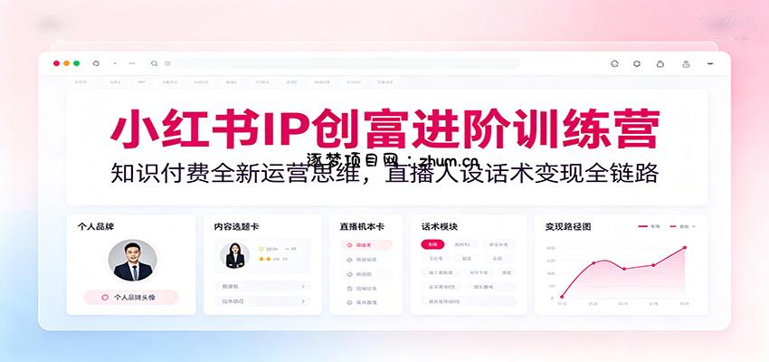 小红书IP创富进阶训练营：知识付费全新运营思维，直播人设话术变现全链路-逐梦项目网