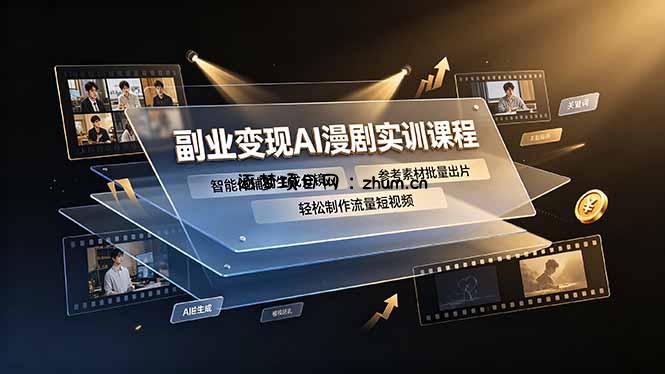 副业变现AI漫剧实训课程，智能体辅助生成分镜，参考素材批量出片，轻松制作流量短视频-逐梦项目网