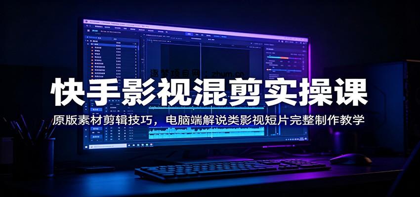 快手影视混剪实操课：原版素材剪辑技巧，电脑端解说类影视短片完整制作教学-逐梦项目网