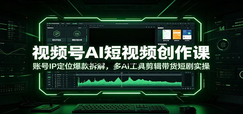 视频号AI短视频创作课：账号IP定位爆款拆解，多AI工具剪辑带货短剧实操-逐梦项目网