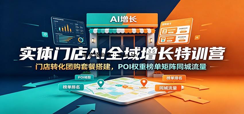 实体门店AI全域增长特训营：门店转化团购套餐搭建，POI权重榜单矩阵同城流量-逐梦项目网