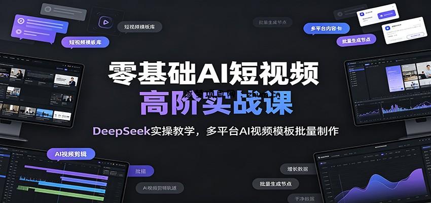 零基础AI短视频高阶实战课：DeepSeek实操教学，多平台AI视频模板批量制作-逐梦项目网
