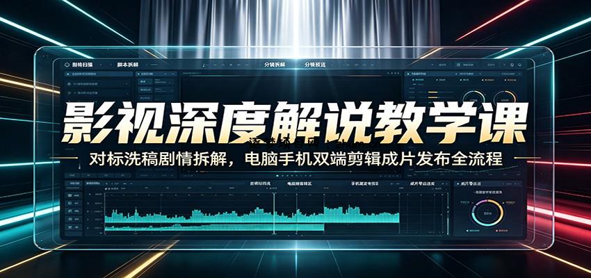 影视深度解说教学课：对标洗稿剧情拆解，电脑手机双端剪辑成片发布全流程-逐梦项目网
