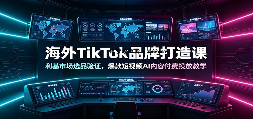 海外TikTok品牌打造课：利基市场选品验证，爆款短视频AI内容付费投放教学-逐梦项目网