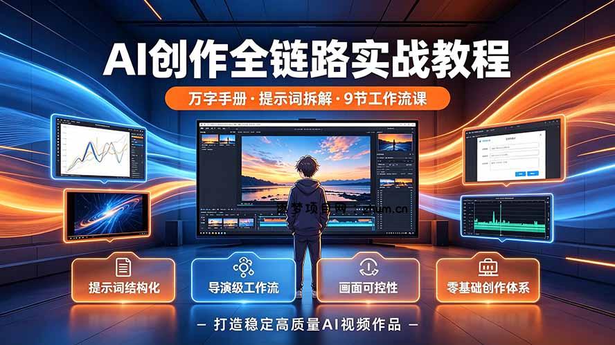AI创作全链路实战教程｜万字手册·提示词拆解·9节工作流课，打造稳定高质量AI视频作品-逐梦项目网