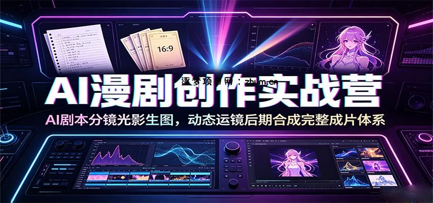 AI漫剧创作实战营：AI剧本分镜光影生图，动态运镜后期合成完整成片体系-逐梦项目网