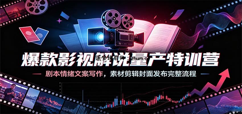 爆款影视解说量产特训营：剧本情绪文案写作，素材剪辑封面发布完整流程-逐梦项目网