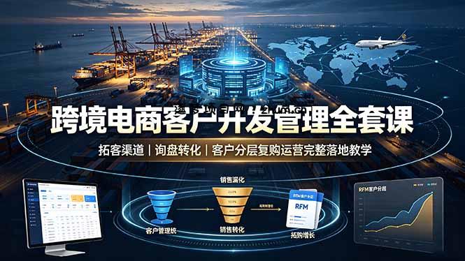 跨境电商客户开发管理全套课·拓客渠道｜询盘转化｜客户分层复购运营完整落地教学-逐梦项目网