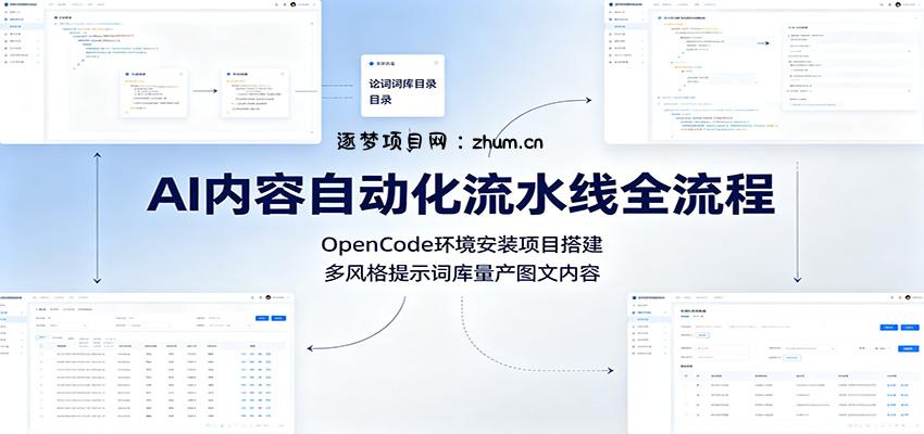 AI内容自动化流水线全流程：OpenCode环境安装项目搭建，多风格提示词库量产图文内容-逐梦项目网