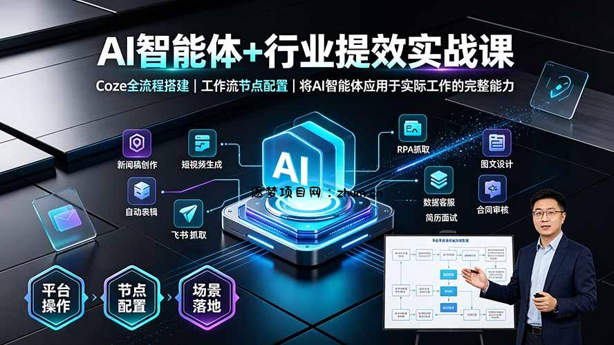 AI智能体+行业提效实战课·Coze全流程搭建｜工作流节点配置｜将AI智能体应用于实际工作的完整能力-逐梦项目网