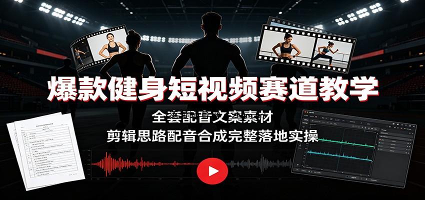 爆款健身短视频赛道教学：全套配音文案素材，剪辑思路配音合成完整落地实操-逐梦项目网