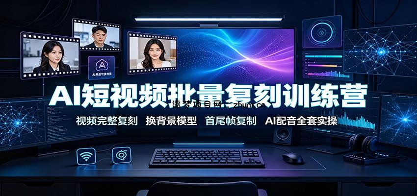AI短视频批量复刻训练营：视频完整复刻，换背景模型、首尾帧复制、AI配音全套实操-逐梦项目网