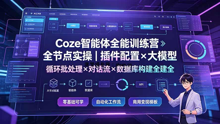Coze智能体全能训练营：全节点实操｜插件配置×大模型×循环批处理×对话流×数据库构建全教学-逐梦项目网