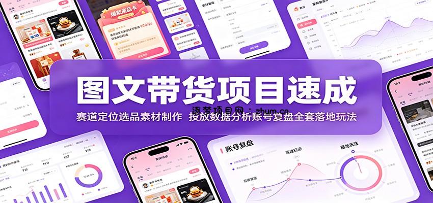 图文带货项目速成：赛道定位选品素材制作，投放数据分析账号复盘全套落地玩法-逐梦项目网