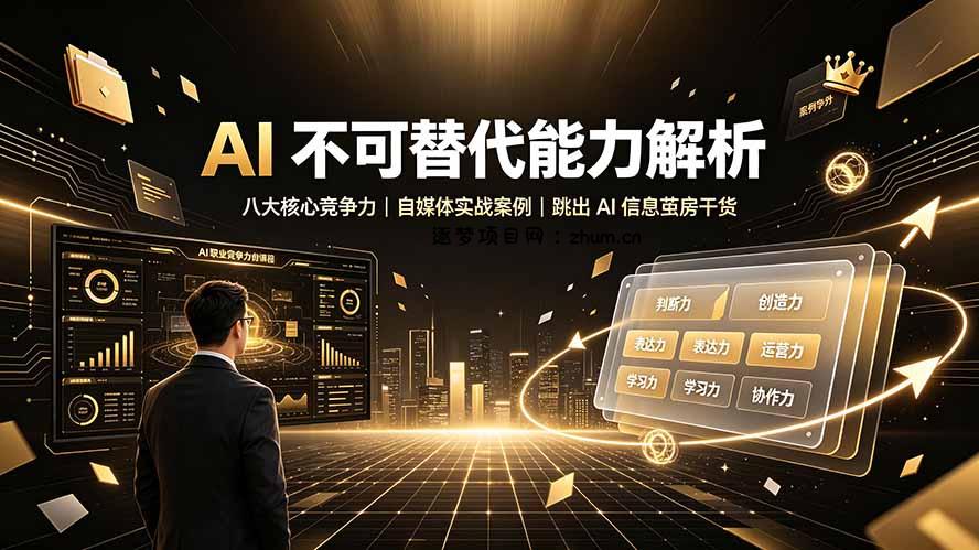 付费文章：AI 不可替代能力解析▸八大核心竞争力｜自媒体实战案例｜跳出 AI 信息茧房干货-逐梦项目网