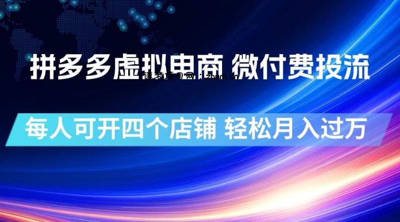 拼多多虚拟电商，微付费投流玩法，每人可开四个店，轻松月入过1W【揭秘】-逐梦项目网