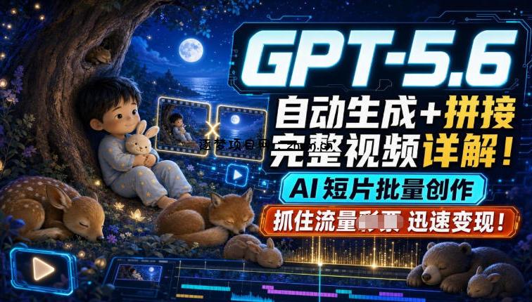 GPT-5.6自动生成＋拼接完整视频详解，AI短片批量创作，抓住流量迅速变现！-逐梦项目网