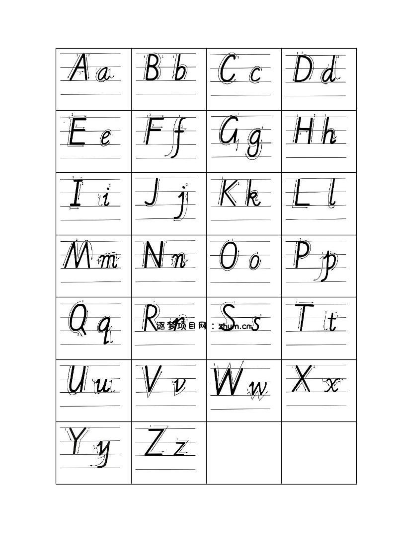 二升三英语26个字母手写体练习纸-三上英语-逐梦项目网