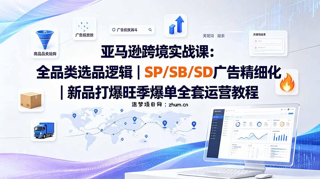 亚马逊跨境实战课-更新:全品类选品逻辑|SP/SB/SD广告精细化|新品打爆旺季爆单全套运营教程-逐梦项目网