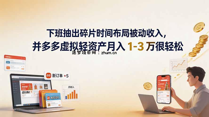 下班抽出碎片时间布局被动收入,拼多多虚拟轻资产月入 1-3 万很轻松-逐梦项目网