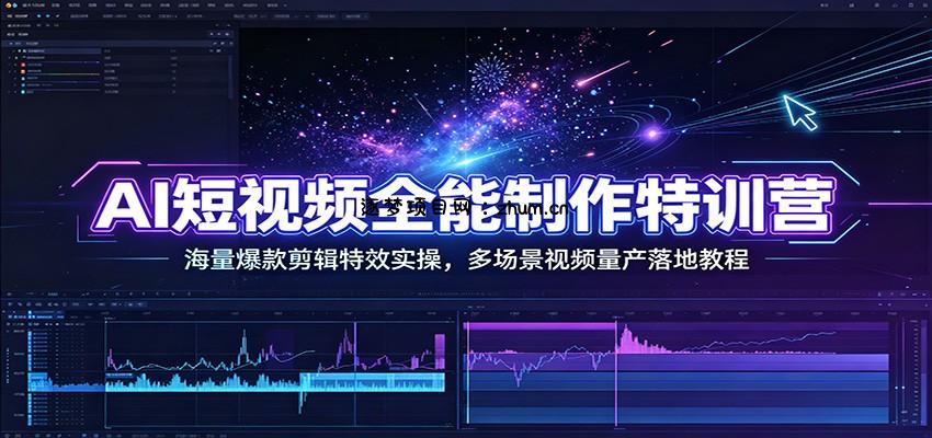 AI短视频全能制作特训营:海量爆款剪辑特效实操,多场景视频量产落地教程-逐梦项目网