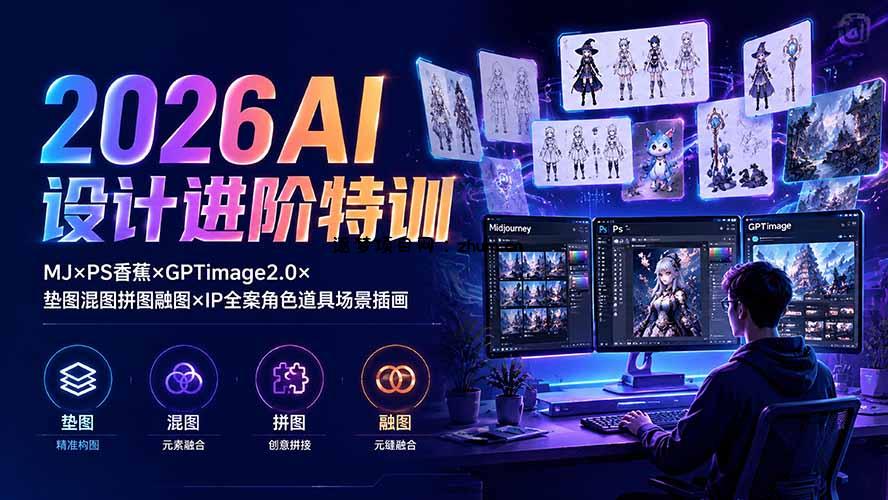 2026AI设计进阶特训:MJ×PS香蕉×GPTimage2.0×垫图混图拼图融图×IP全案角色道具场景插画-逐梦项目网