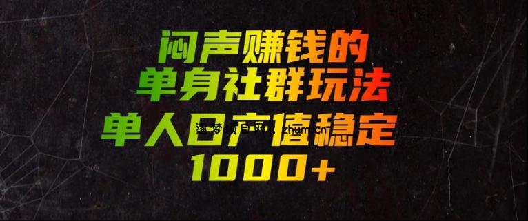 闷声賺钱的单身社群玩法,单人日产值稳定1000+【揭秘】-逐梦项目网