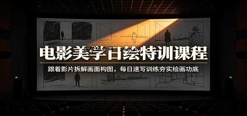 电影美学日绘特训课程：跟着影片拆解画面构图，每日速写训练夯实绘画功底-逐梦项目网