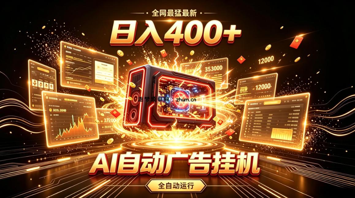 全网最猛最新的AI自动广告挂G，狠收益日入400+，真正做到躺賺式变现【揭秘】-逐梦项目网