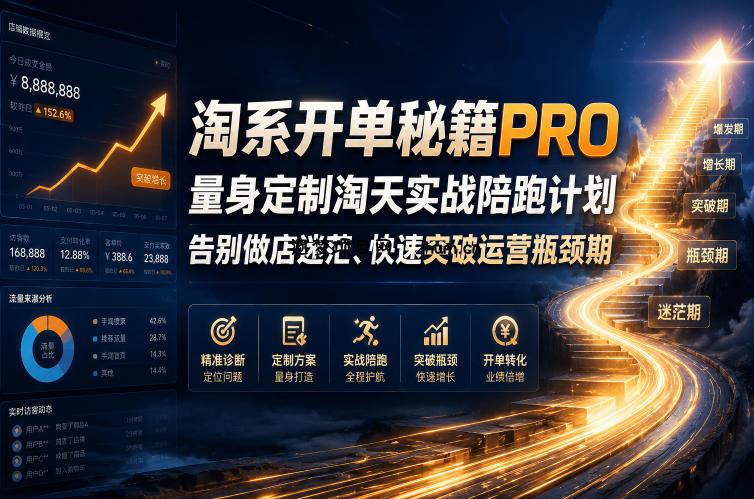 淘系开单秘籍PRO,量身定制淘天实战陪跑计划,告别做店迷茫、快速突破运营瓶颈期(更新20260728)-逐梦项目网