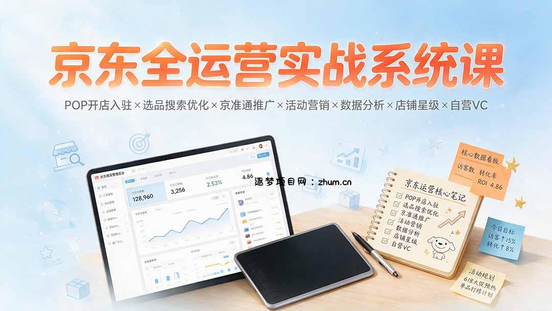 京东全运营实战系统课:POP开店入驻×选品搜索优化×京准通推广×活动营销×数据分析×店铺星级×自营VC-逐梦项目网