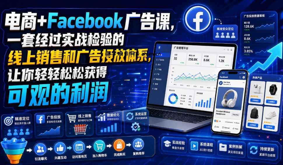 电商+Facebook广告课，一套经过实战检验的线上销售和广告投放体系，让你轻轻松松获得可观的利润【原创双语字幕】-逐梦项目网