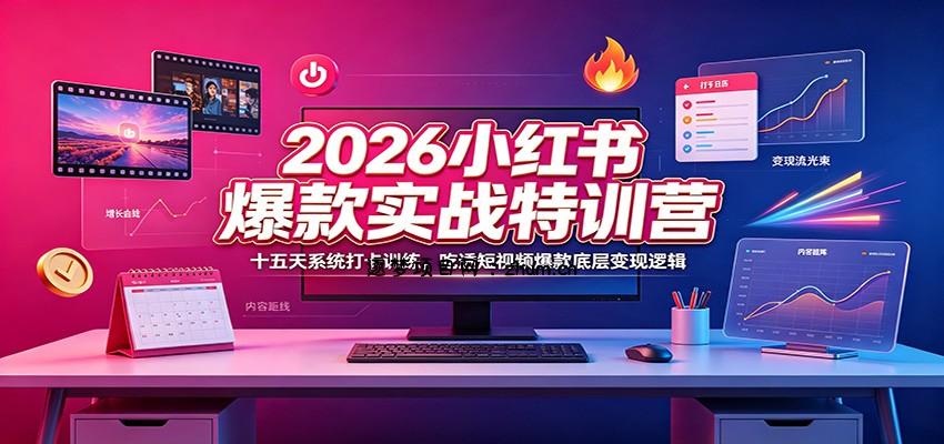 2026小红书爆款实战特训营:十五天系统打卡训练,吃透短视频爆款底层变现逻辑-逐梦项目网