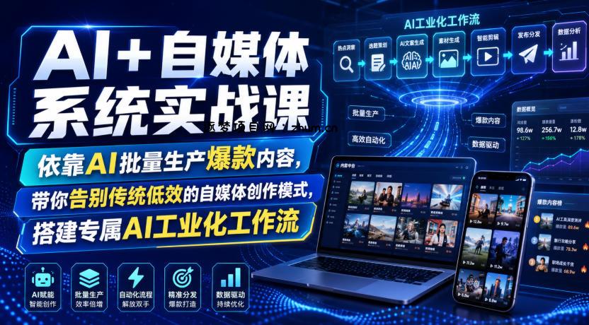 AI+自媒体系统实战课,依靠AI批量生产爆款内容,带你告别传统低效的自媒体创作模式,搭建专属AI工业化工作流-逐梦项目网