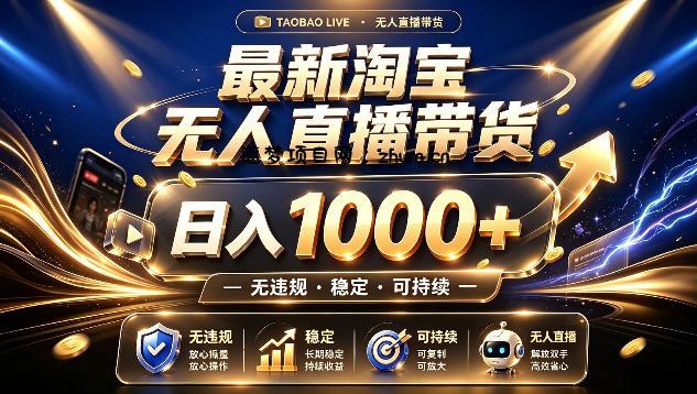 拒绝死工资!最新淘宝无人直播带货日入1k+,无违规·稳定·可持续,让你睡觉都在进账【揭秘】-逐梦项目网
