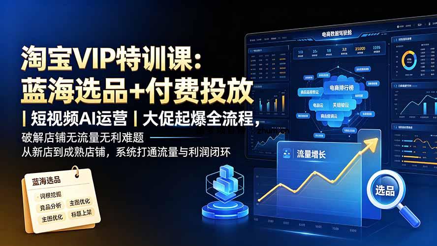 淘宝VIP特训课-更新:蓝海选品+付费投放|短视频AI运营|大促起爆全流程,破解店铺无流量无利润难题-逐梦项目网