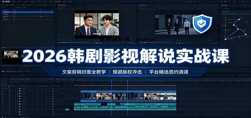 2026韩剧影视解说实战课:文案剪辑封面全教学,规避版权冲击平台精选签约通道-逐梦项目网