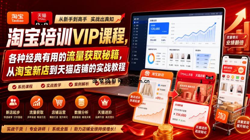 淘宝培训VIP课程,各种经典有用的流量获取秘籍,从淘宝新店到天猫店铺的实战教程(更新7月29日)-逐梦项目网