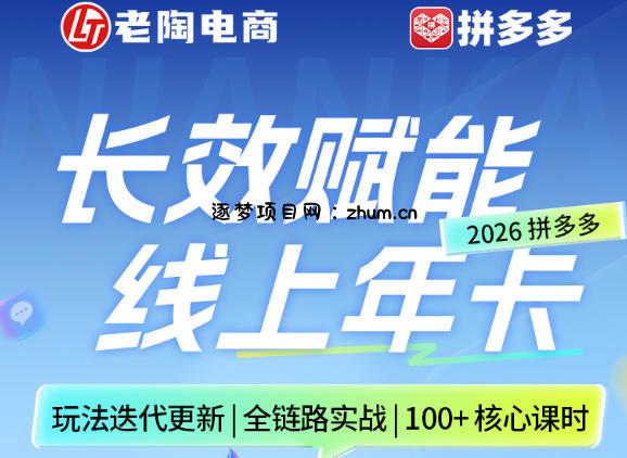 拼多多线上SVIP线上年卡,从认知到基础、从推广到活动、从活动到玩法,全链路实战(260730)-逐梦项目网