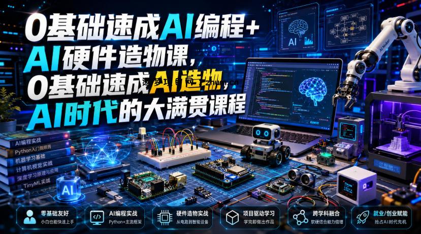 0基础速成AI编程+AI硬件造物课,0基础速成AI造物,AI时代的大满贯课程