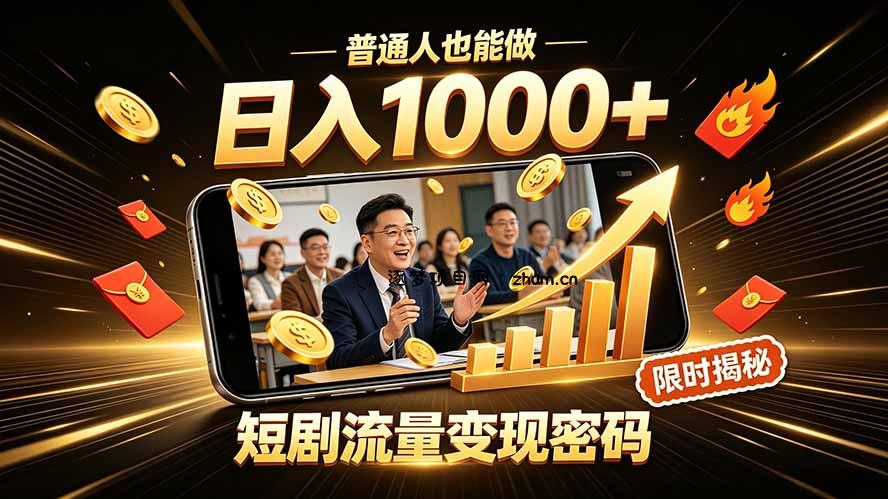 一部手机做短剧分发,不用真人出镜、不用拍摄剧本,快手流量变现日赚千元-逐梦项目网