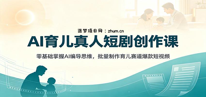 AI育儿真人短剧创作课：零基础掌握AI编导思维，批量制作育儿赛道爆款短视频-逐梦项目网