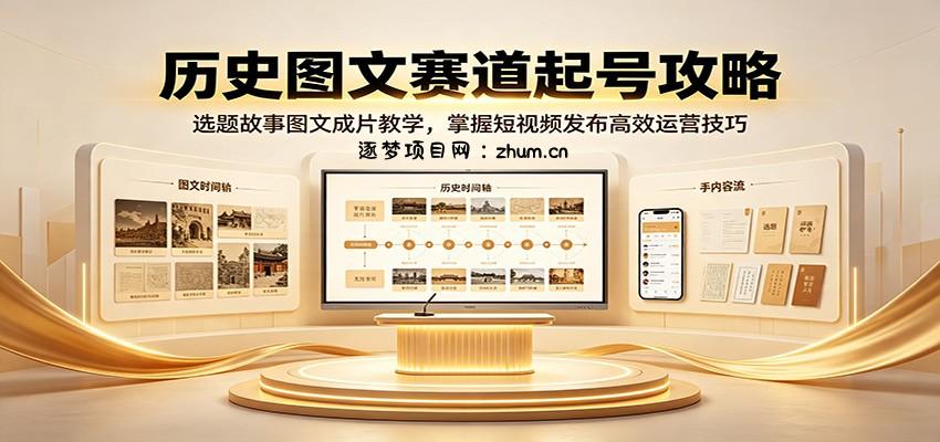 历史图文赛道起号攻略:选题故事图文成片教学,掌握短视频发布高效运营技巧-逐梦项目网