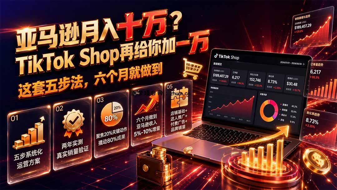 亚马逊月入十万?TikTok Shop再给你加一万——这套五步法,六个月就做到【原创双语字幕】-逐梦项目网