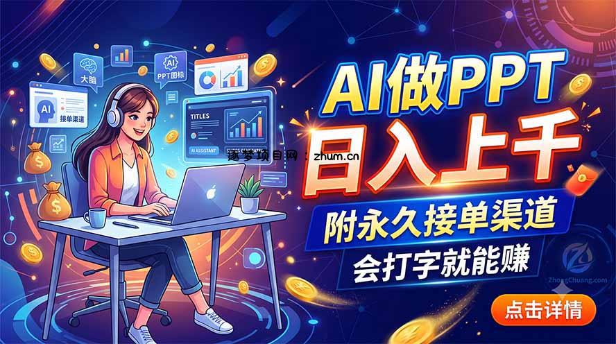 AI做PPT日入上千,附永久接单渠道,会打字就能赚-逐梦项目网