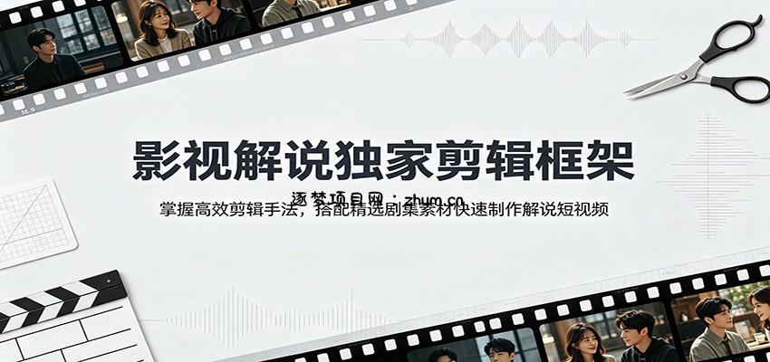 影视解说独家剪辑框架:掌握高效剪辑手法,搭配精选剧集素材快速制作解说短视频-逐梦项目网
