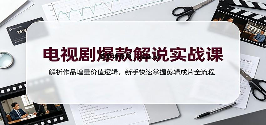 电视剧爆款解说实战课：解析作品增量价值逻辑，新手快速掌握剪辑成片全流程-逐梦项目网