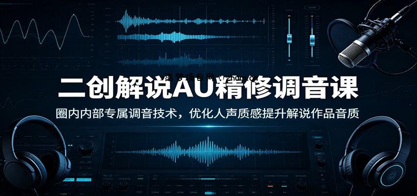 二创解说AU精修调音课：圈内内部专属调音技术，优化人声质感提升解说作品音质-逐梦项目网